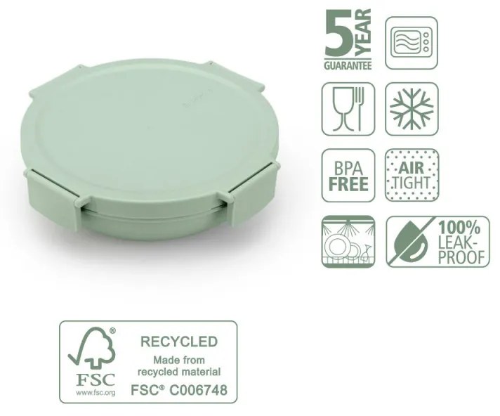 Cutie pentru alimente Brabantia Make&Take 1006300, 1 L, Inchidere ermetica, Fara BPA, Verde deschis