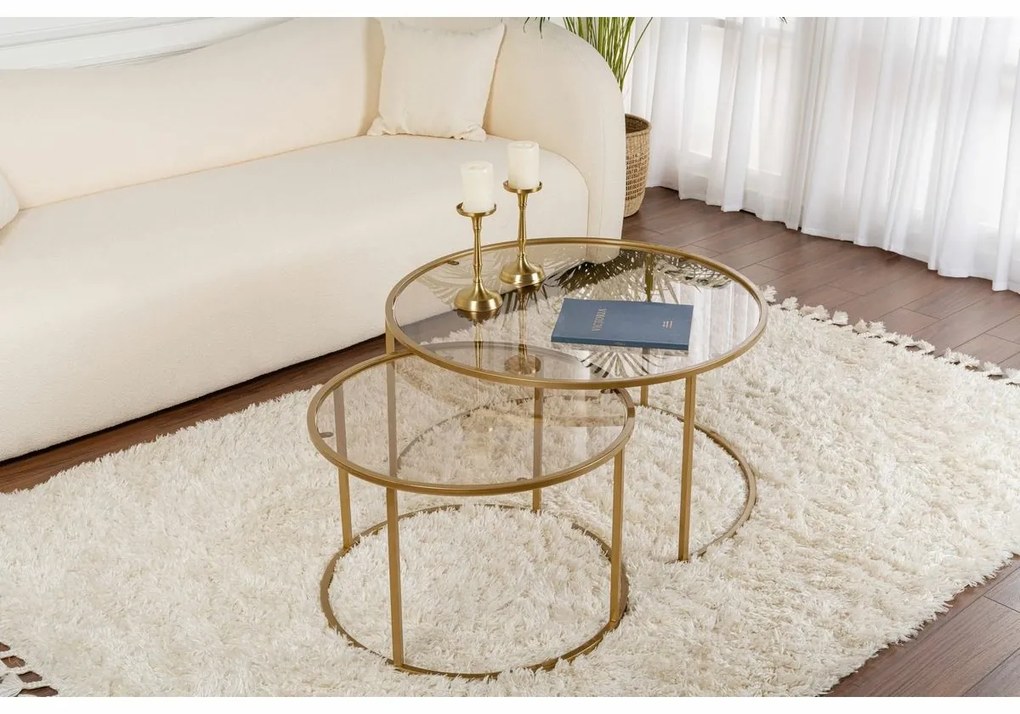 Set de măsuțe de conferință Aurum Gold și Bronze80 cm, 2 buc.