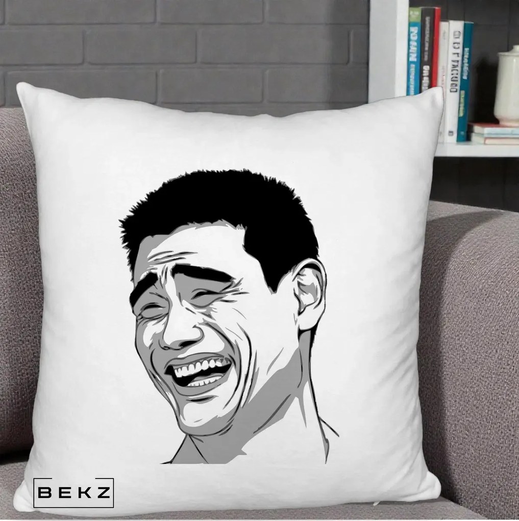 Perna Decorativa Yao Ming Meme, 40x40 cm, Alb Pufos, Husa Detasabila, Perna Inclusa, BEKZ®