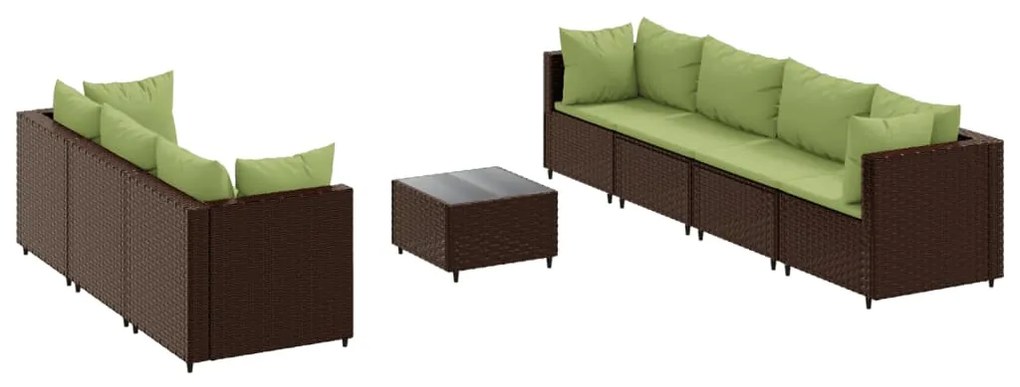 3308038 vidaXL Set mobilier de grădină cu perne, 8 piese, maro, poliratan