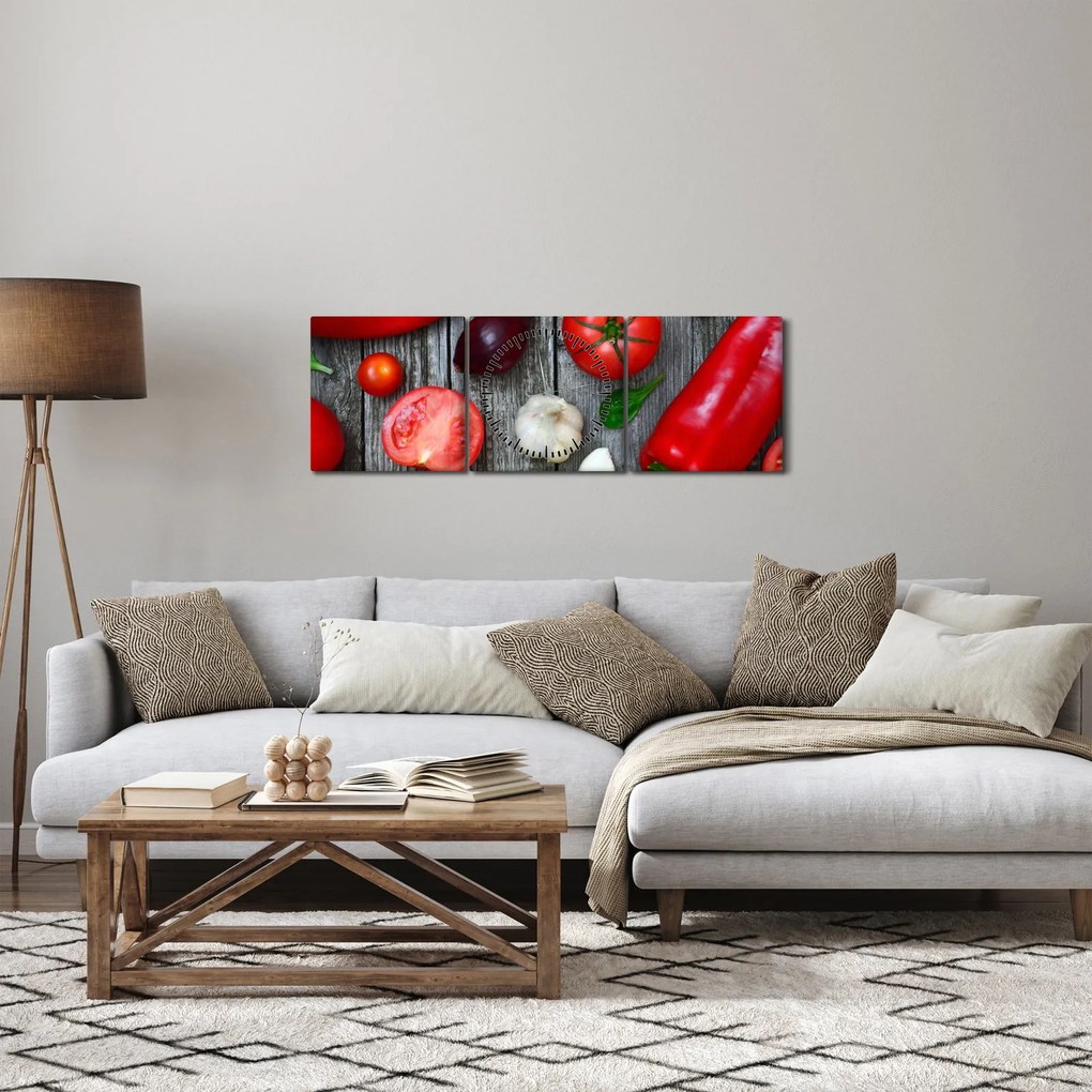 Tablou cu legume (cu ceas) (90x30 cm)