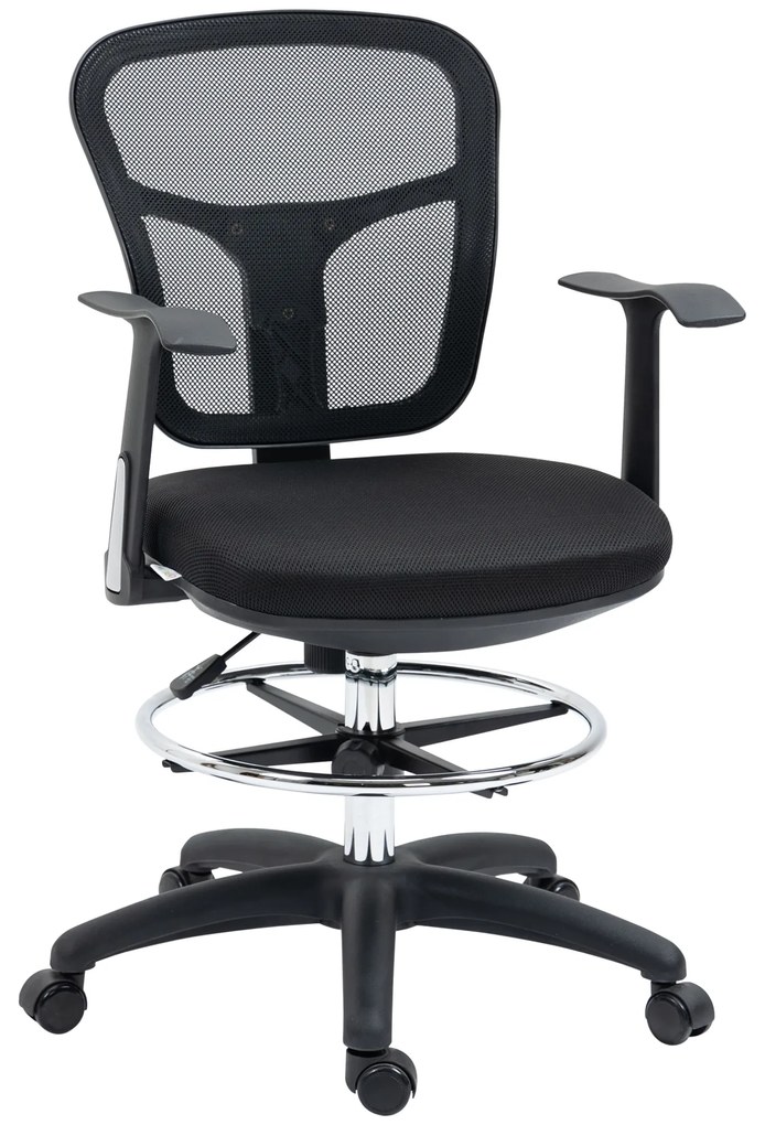 Vinsetto Fauteuil de birou scaun din plasă scaun de birou cu șezut înalt reglabil cu suport de picioare rotativ la 360 ° | Aosom Romania