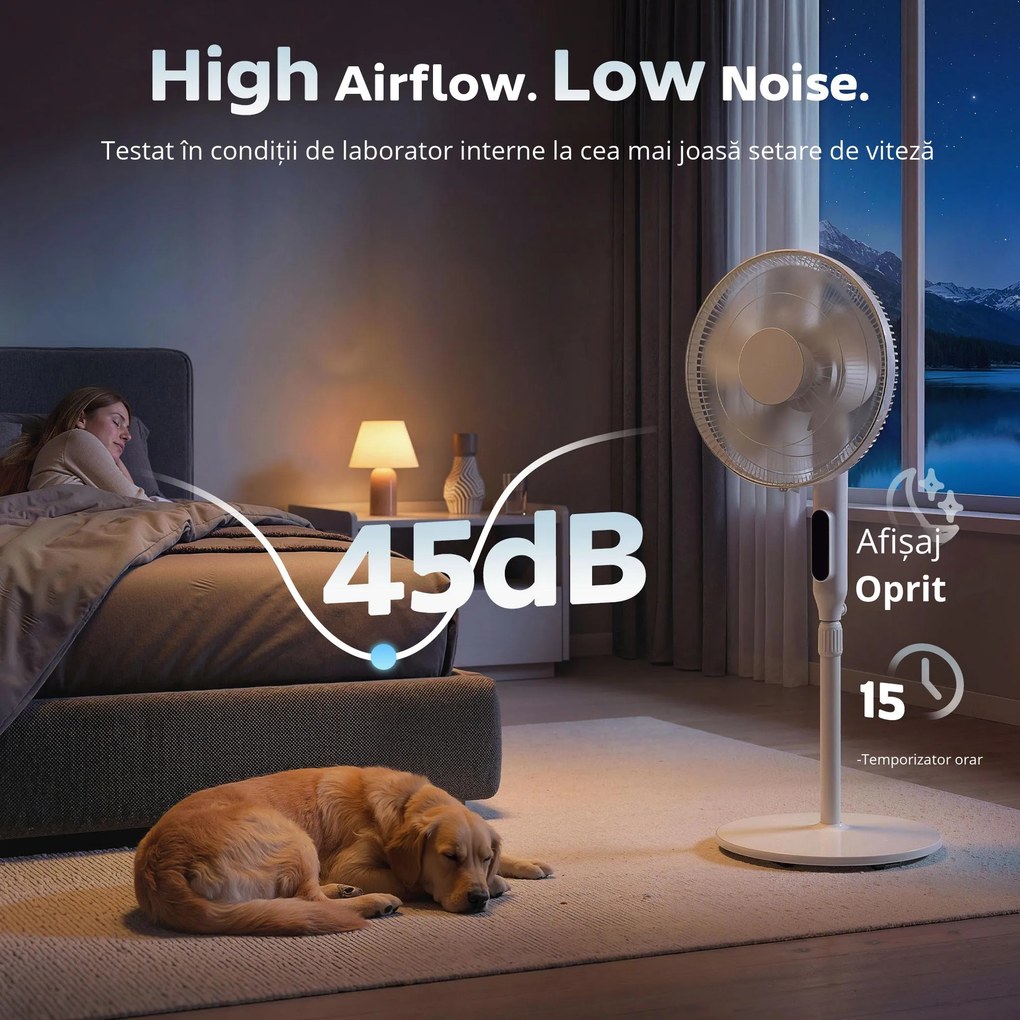 HOMCOM Ventilator de Podea cu Telecomandă, Ventilator Vertical, Alb | Aosom Romania