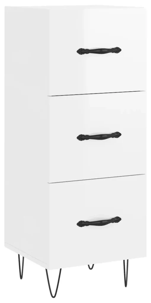 828598 vidaXL Servantă, alb extralucios, 34,5x34x90 cm, lemn compozit