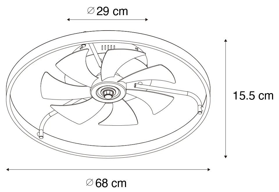 Ventilator de tavan Negru 70cm Inclusiv LED dimabil cu telecomandă - Maddy
