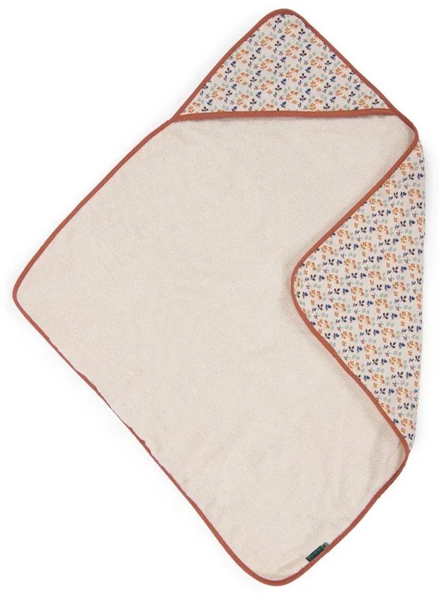 Prosop pentru copii din bumbac crem cu glugă 80x80 cm Pomme des Bois - Moulin Roty