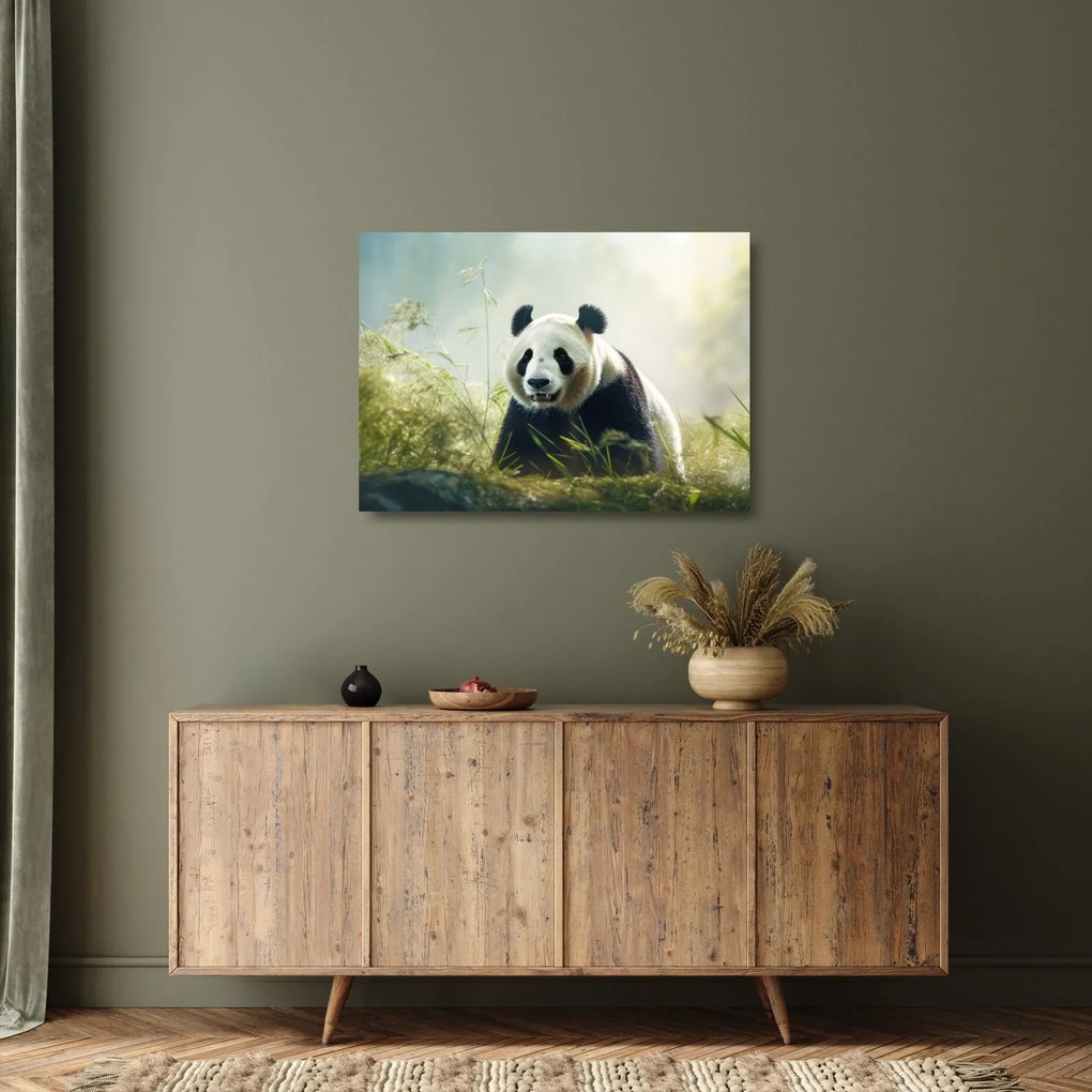 Tablou pe sticlă - Panda (70x50 cm)