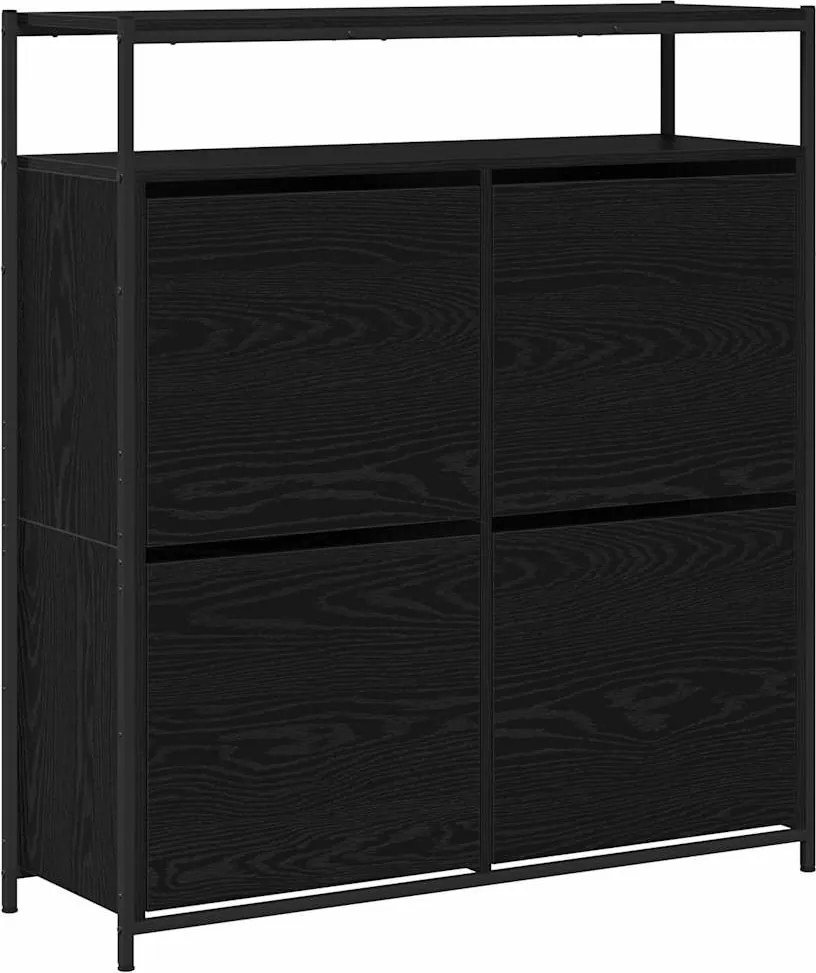 vidaXL Dulap pentru pantofi cu raft Stejar Negru 100 x 34 x 112 cm