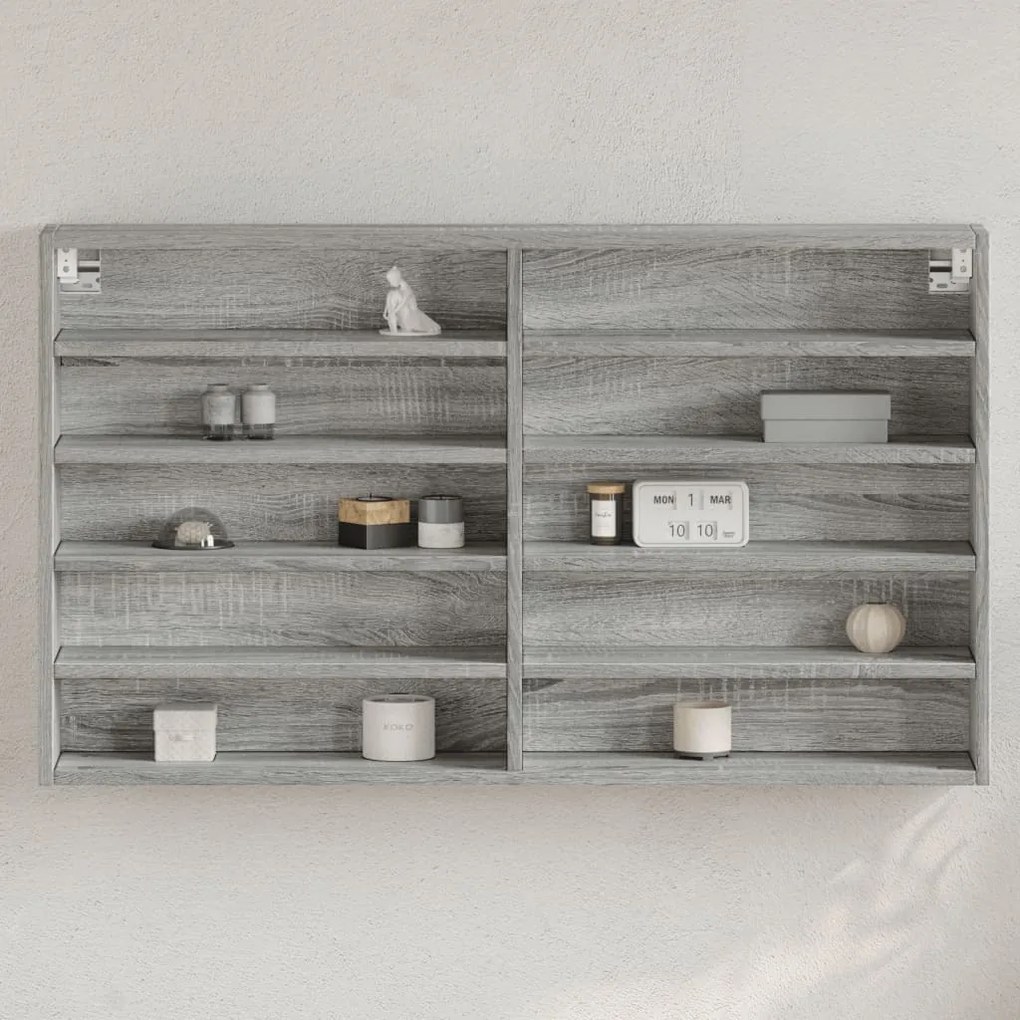 vidaXL Dulap cu vitrină, sonoma gri, 100x15x58 cm, lemn prelucrat
