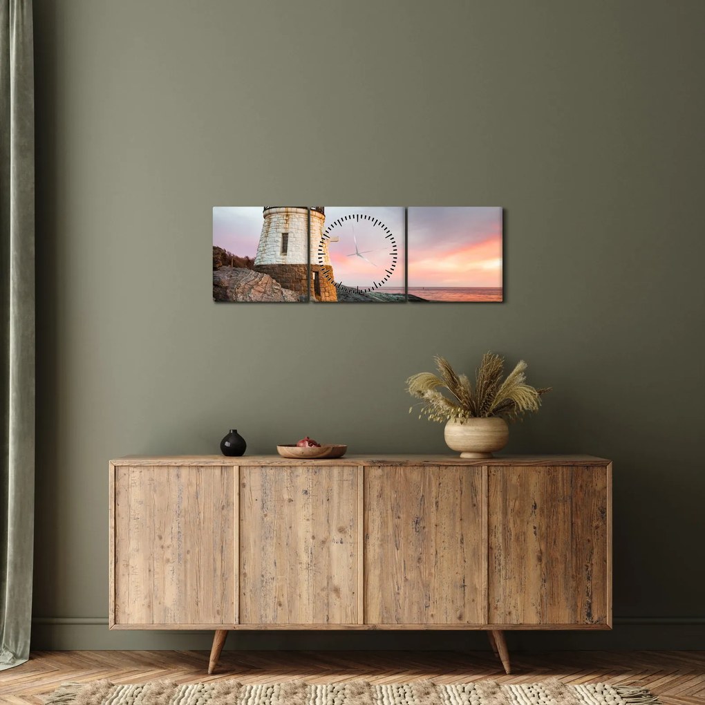 Tablou - Farul Castle Hill (cu ceas) (90x30 cm)