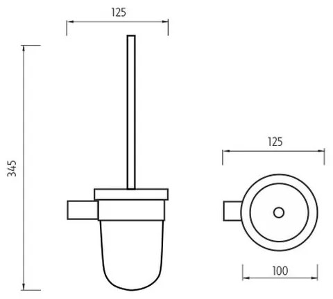 Perie de toaletă de perete NIMCO BR 11094WN-26 BORMO sticlă mată/crom lucios