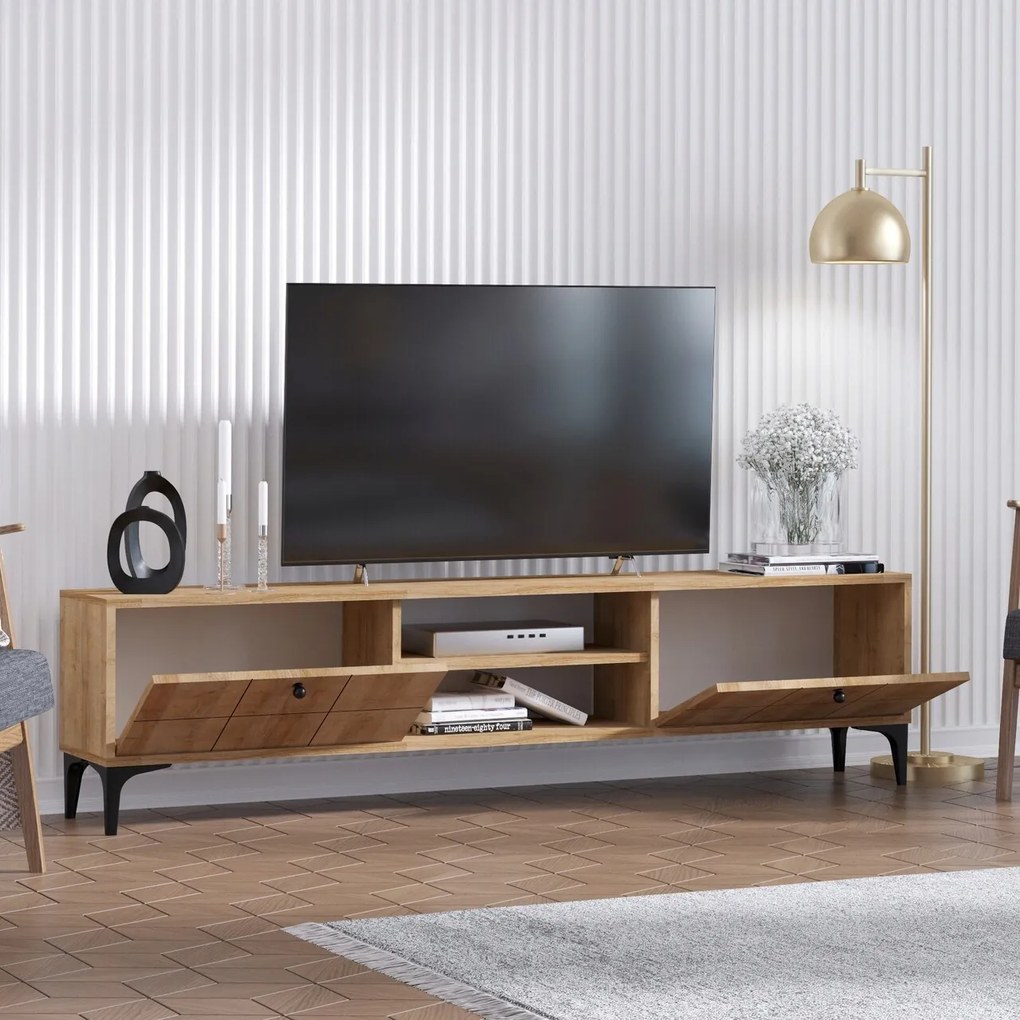 Comoda TV, Hanah Home, Hera, 180x55x31 cm, Stejar