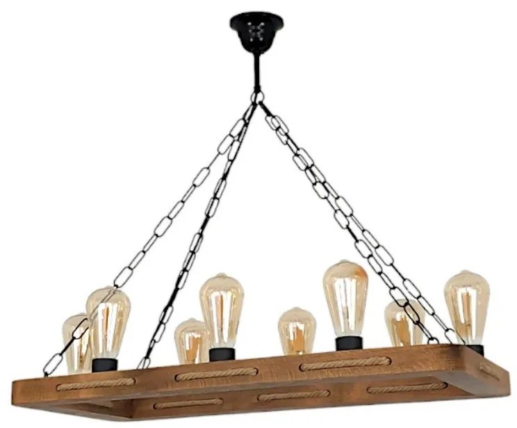 Lustra rustica fabricata manual din lemn KAVALA 8L