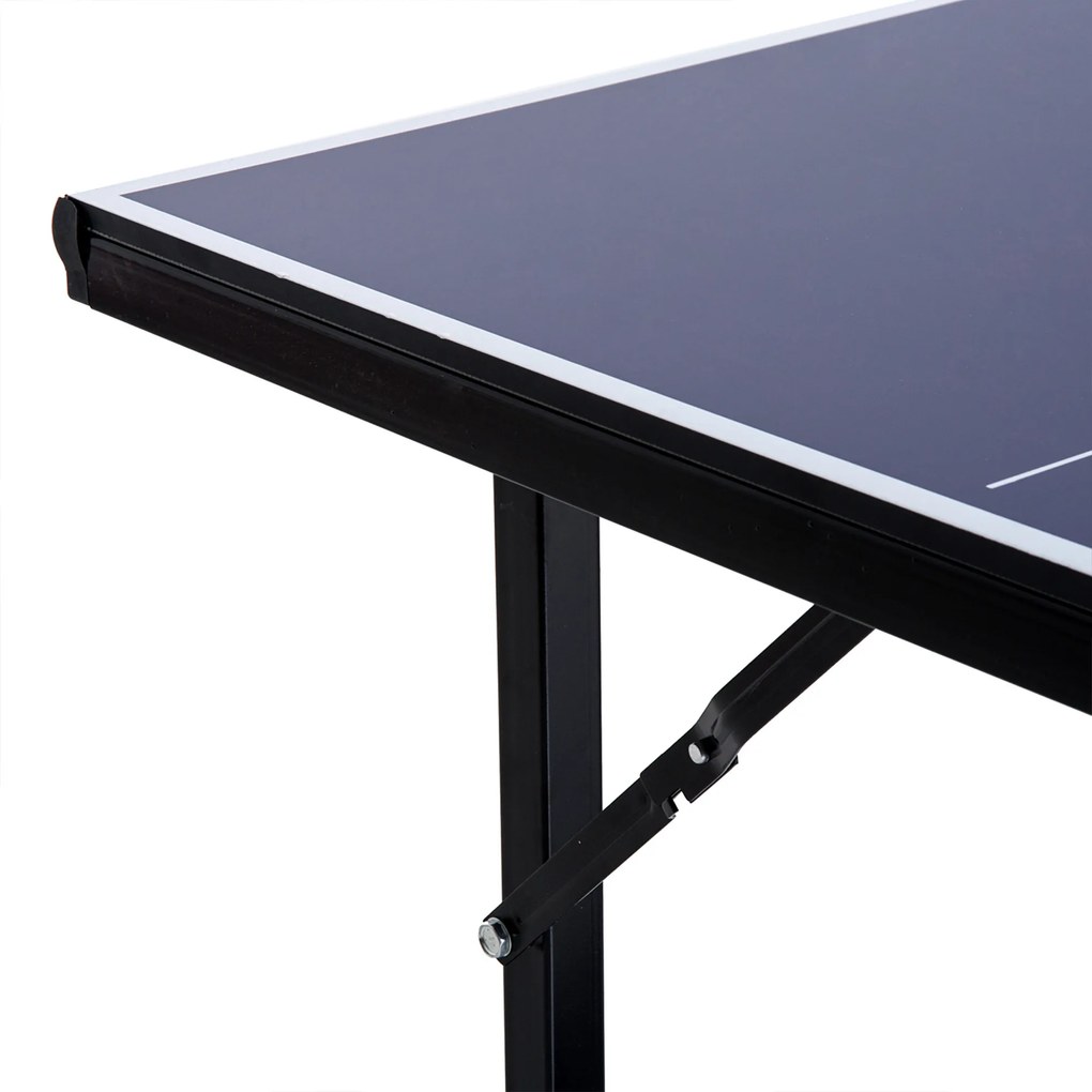 Masa de Ping Pong Pliabila, Multifuncitonala, cu Plasa din Otel si MDF, 182x91x76cm - Albastru HOMCOM | Aosom Romania