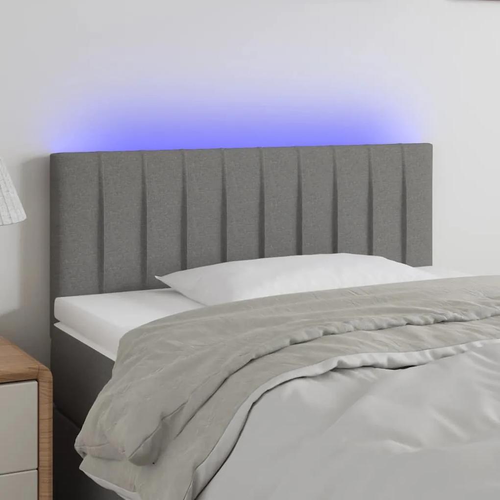 3121841 vidaXL Tăblie de pat cu LED, gri închis, 100x5x78/88 cm, textil