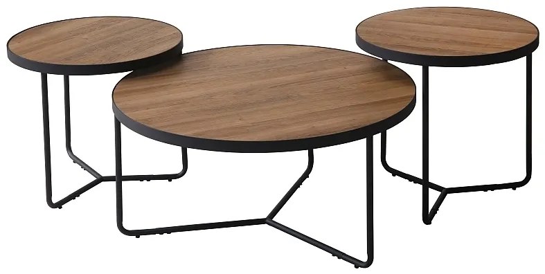 Set 3 mese de cafea Demeter II nuc/negru