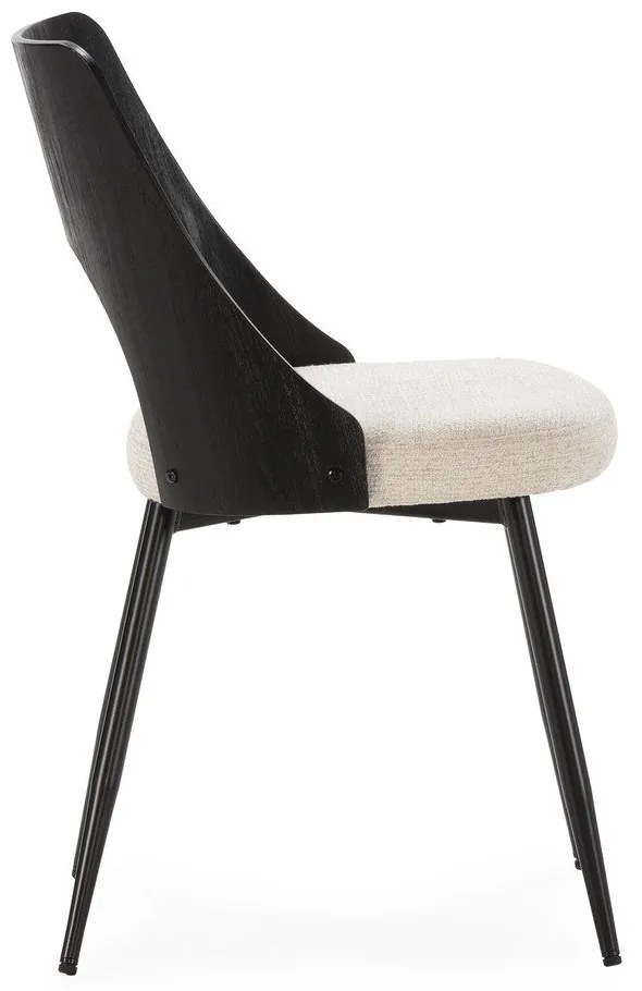 Scaune de dining negre/crem 2 buc. tapițate Gilda – MOME