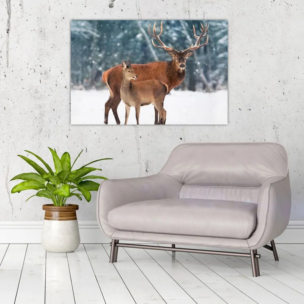 Tablou - Ceb și căprioare (90x60 cm)