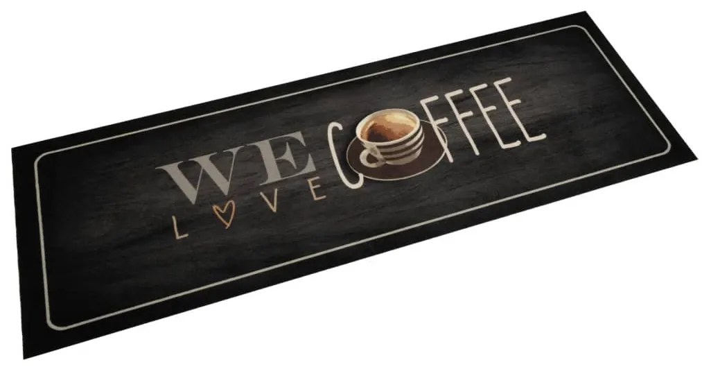 vidaXL Covor de bucătărie lavabil, text Coffee, 60x180 cm, catifea