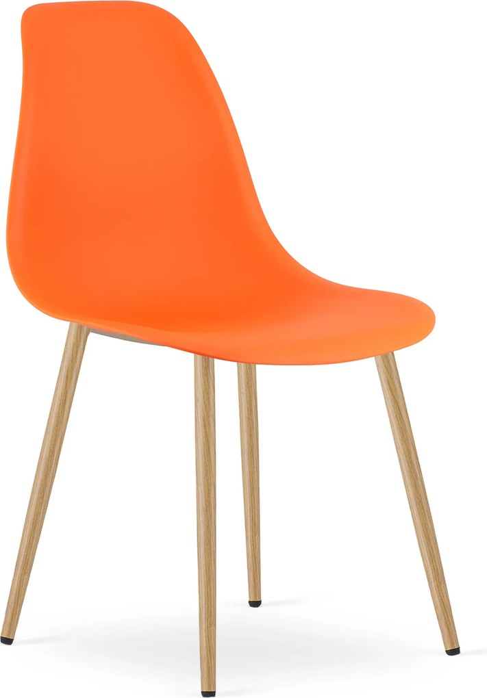 Scaun Bucatarie/Dining Velo Plus Portocaliu Picioare Metalice Finisaj Lemn