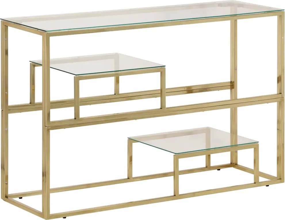 vidaXL Masă consolă, oțel inoxidabil auriu și sticlă securizată
