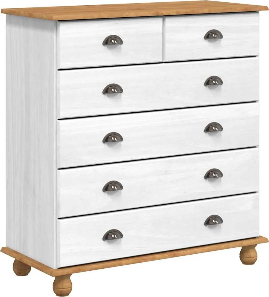 vidaXL Comodă cu sertar ASKIM Alb 91 x 40 x 95,5 cm Lemn de pin masiv