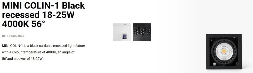 Spot LED incastrabil MINI COLIN-1 Black recessed 18-25W 4000K 56°