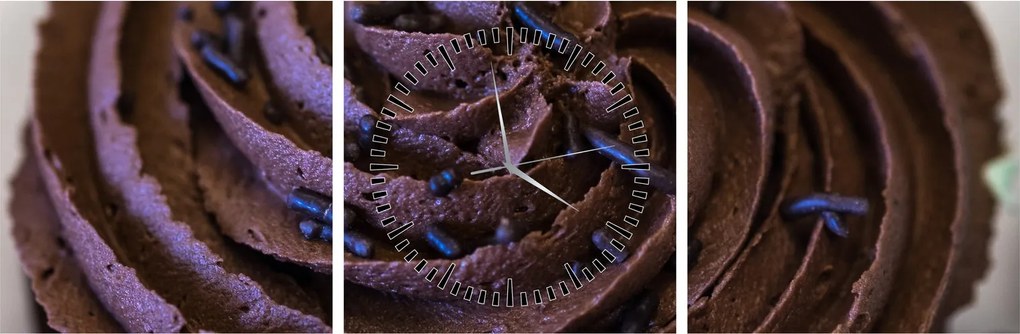 Tablou - Cupcake din ciocolată (cu ceas) (90x30 cm)