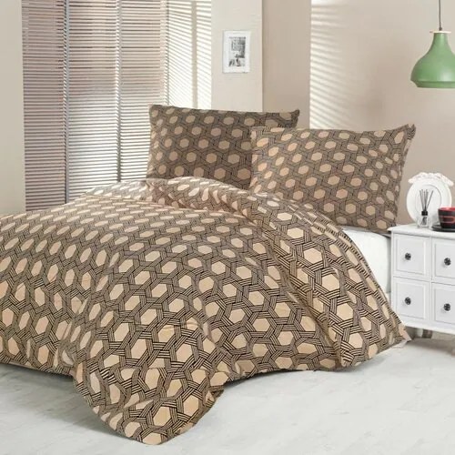 Kvalitex Satin lenjerie de pat Luxury Collection Carero bej, 220 x 200 cm, 2 buc. 70 x 90 cm