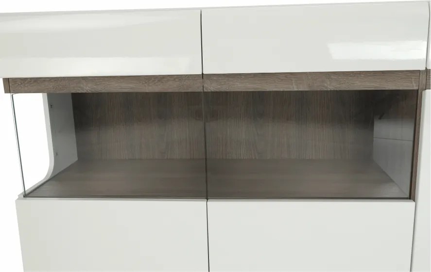 Comodă, albă strălucitoare HG/stejar sonoma închis, LYNATET TYP 42