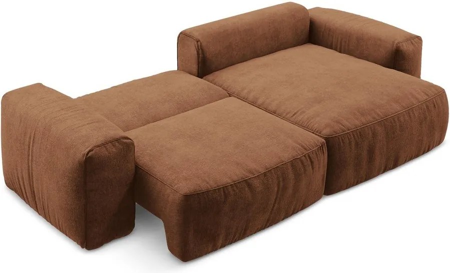 Colțar teracotă extensibil cu tapițerie din chenille (cu colț pe partea dreaptă/cu șezlong) Kuki – Makamii