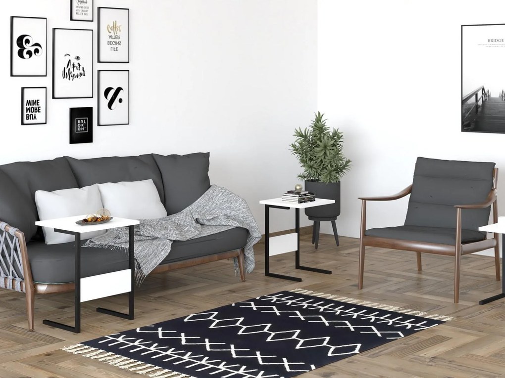 Set 3buc. măsuțe cafea Solamo (negru + alb). 1094339