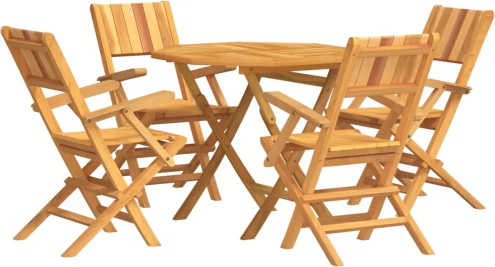 vidaXL Set masă pentru grădină, lemn masiv de tec, 5 piese