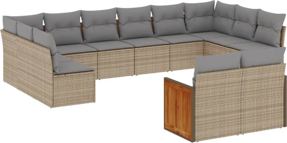 vidaXL Set canapele de grădină cu perne, 12 piese, bej, poliratan
