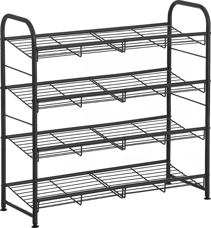 Raft pentru pantofi IRON, 4 rafturi, 68,5x27,5x65 cm, negru SongmicsHome