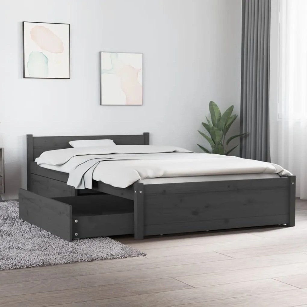 3103485 vidaXL Cadru de pat cu sertare, gri, 90x200 cm