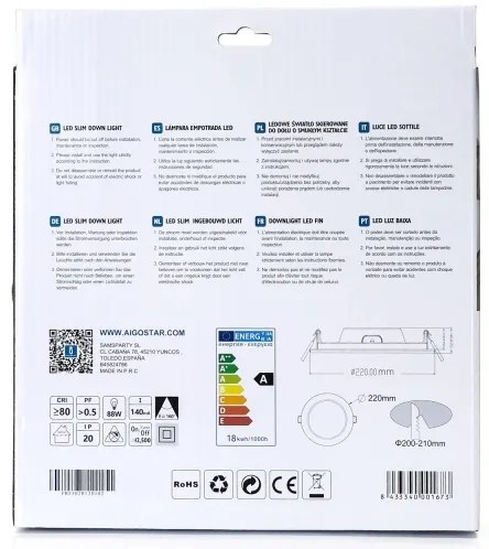 Corp de iluminat LED încastrat Aigostar ULTRATHIN LED/18W/230V 4000K alb