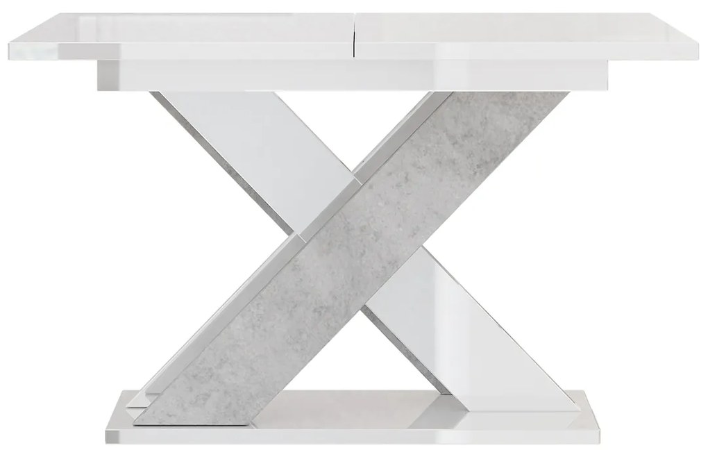 Masă de sufragerie Xalin (alb lucios + piatră) (pentru 4 până la 6 persoane). 1055284