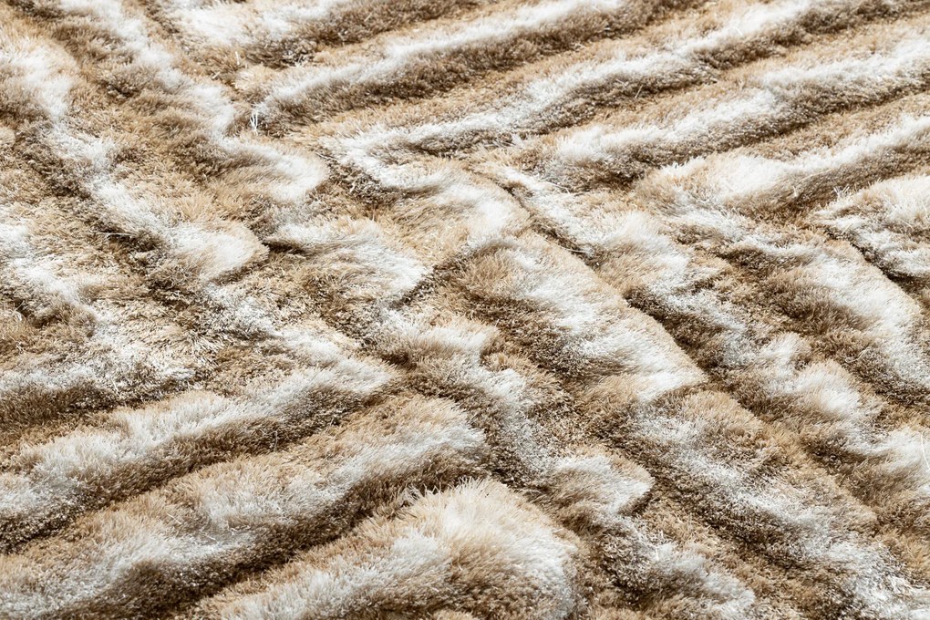 Covor FLIM 010-B1 modern shaggy, labirint - structural bej