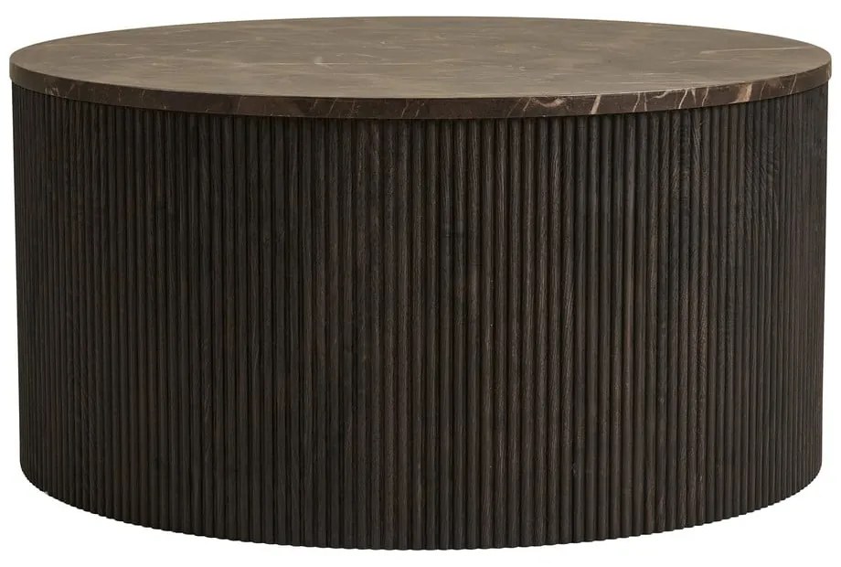 Măsuță de cafea maro închis rotundă cu blat cu aspect de marmură ø 80 cm Rota – House Nordic