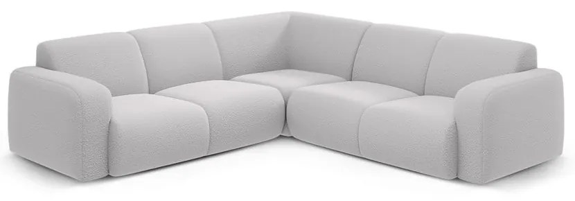 Colțar gri deschis cu tapițerie din țesătură bouclé (cu colț variabil/în formă de ”L”) Molino – Micadoni Home