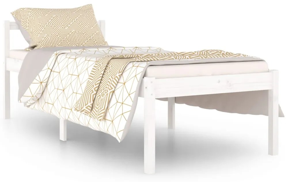 810600 vidaXL Pat pentru seniori, alb, 90x200 cm, lemn masiv de pin