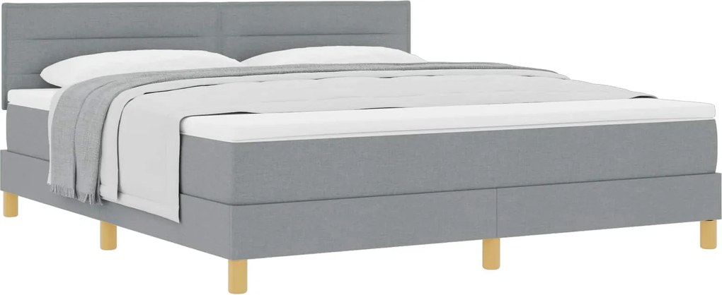 vidaXL Pat cu arcuri cu saltea Gri deschis 180 x 200 cm țesătură