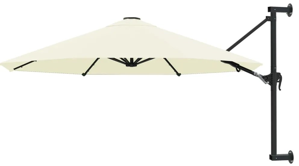 vidaXL Umbrelă soare, montaj pe perete, stâlp metalic, 300 cm, nisipiu