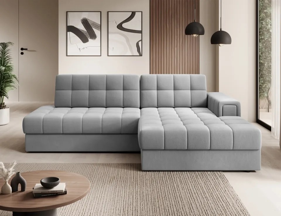 Coltar extensibil cu spatiu oentru depozitare, 240x150x82 cm, Blezalt R, Eltap (Culoare: Gri deschis / Gri)