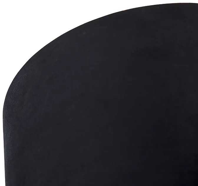 Plafoniera cu abajur din catifea negru și auriu 25 cm - Combi Black