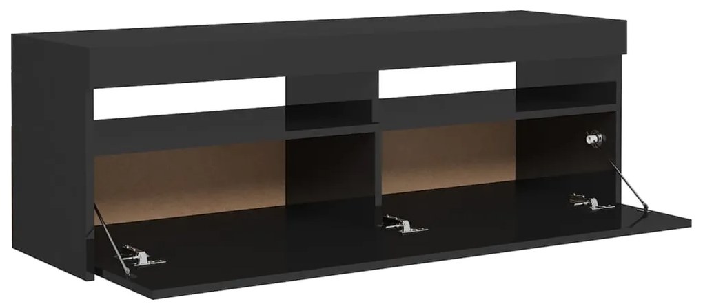 Comoda TV cu lumini LED, negru extralucios, 120x35x40 cm 1, negru foarte lucios, 120 x 35 x 40 cm