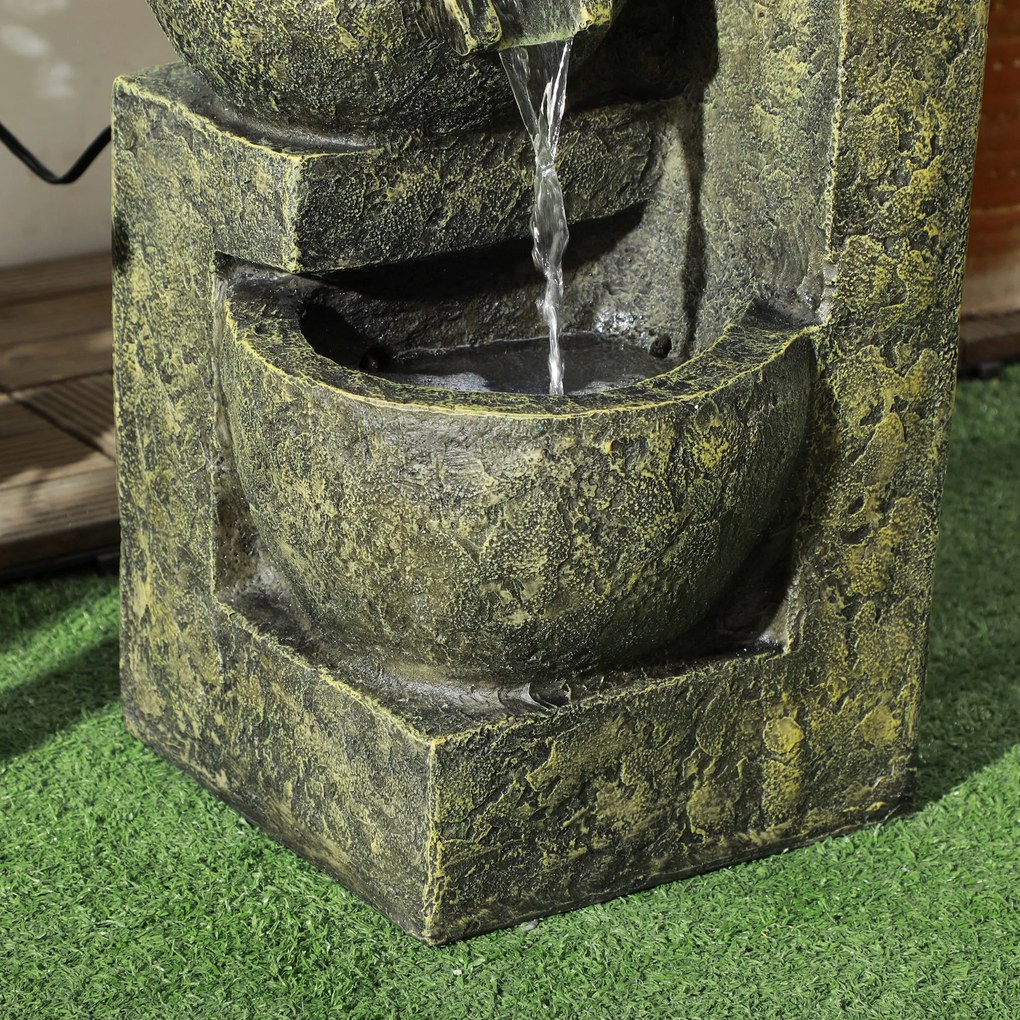 Outsunny Fântână de grădină, fântână de apă, viteză reglabilă, 25 x 24 x 60 cm, Negru | Aosom Romania