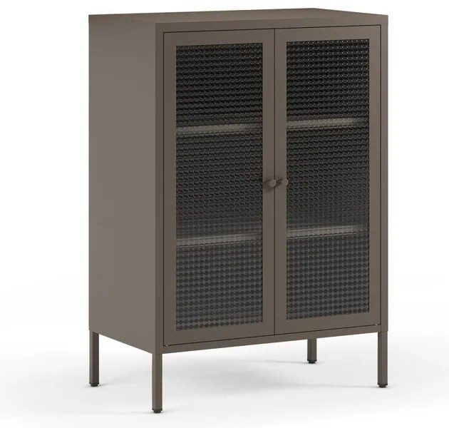 Vitrină gri din metal 70x100x40 cm Layna – Marckeric