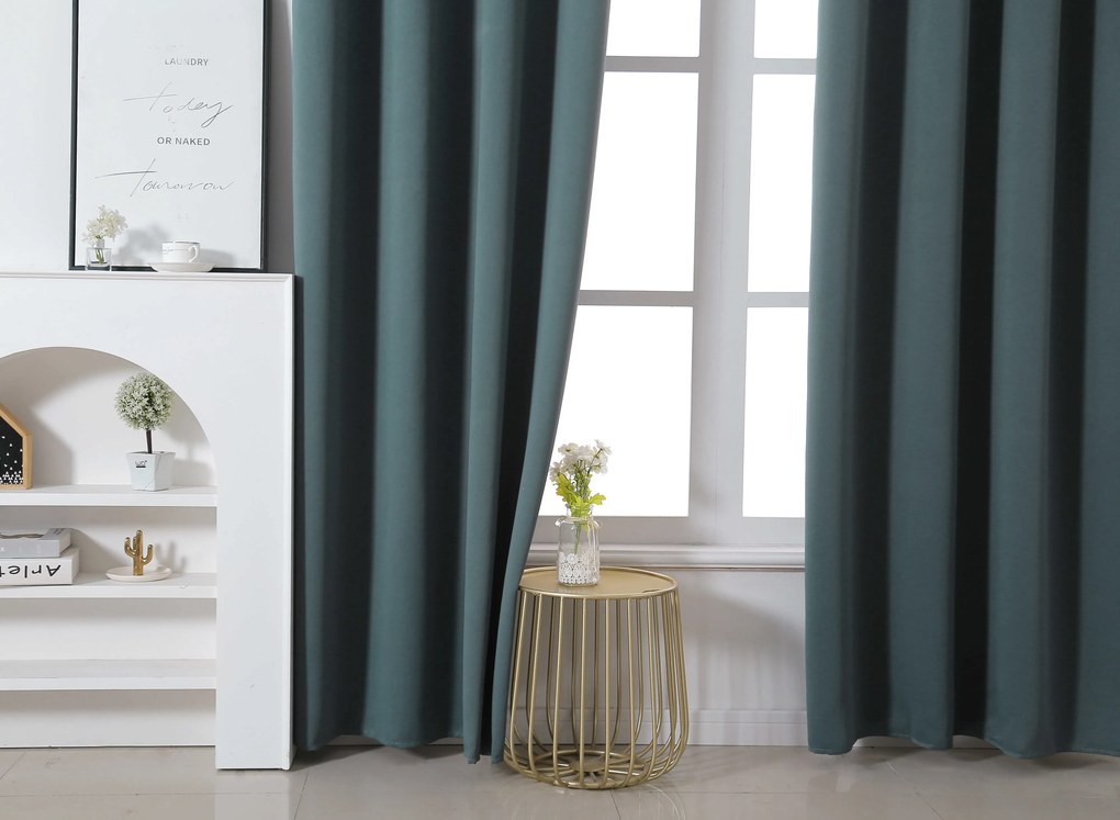 Draperie albastru-verde OXFORD 140x250 cm Agatat: Inele metalice